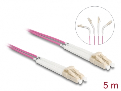 Delock Optical Fiber Cable LC Duplex to LC Duplex Multi-mode OM4 angled 5 m