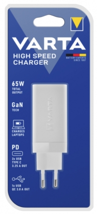 Varta Ladegerät High Speed Charger 65W 2x USB-C 1x USB-A