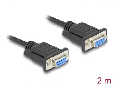 Delock Serial Cable RS-232 D-Sub9 female to female with narrow plug housing 2 m