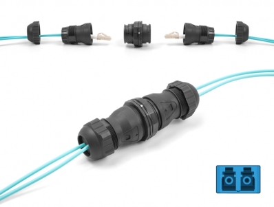 Delock Optical Fiber Cable Connector LC Duplex female to LC Duplex female UPC OS2 IP68 dust and waterproof