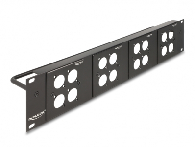 Delock D-Type 19″ Patch Panel with 4 D-Type plates 86 x 86 mm and 4 ports 2U black