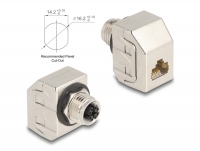 Delock M12 Adapter X-coded 8 pin female to RJ45 jack Cat.6A STP metal