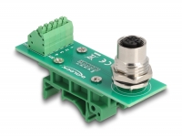 Delock M12 Transfer Module Adapter 4 pin A-coded female to 5 pin terminal block for DIN rail