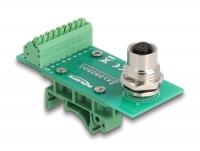 Delock M12 Transfer Module Adapter 8 pin A-coded female to 9 pin terminal block for DIN rail