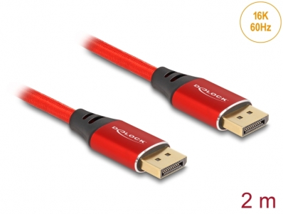 Delock DisplayPort Cable 16K 60 Hz 2 m red metal