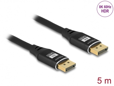 Delock DisplayPort Kabel 8K 60 Hz 5 m schwarz Metall