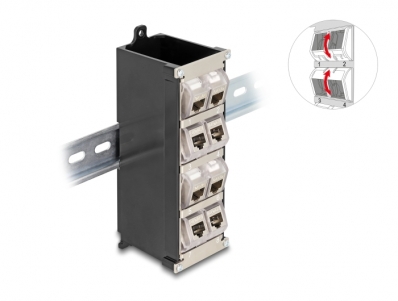 Delock Keystone Holder 8 port tiltable for DIN rail or wall mounting