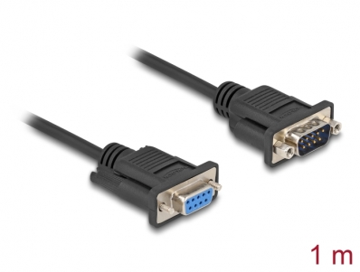 Delock Serial Cable RS-232 D-Sub9 male to female with narrow plug housing 1 m