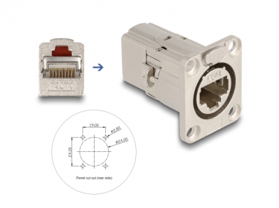 Delock D-Type RJ45 built-in connector / coupler Cat.6A STP metal