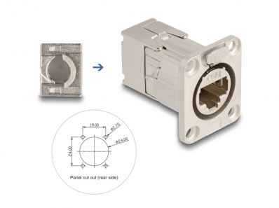 Delock D-Type RJ45 built-in connector with LSA connection Cat.6A STP metal