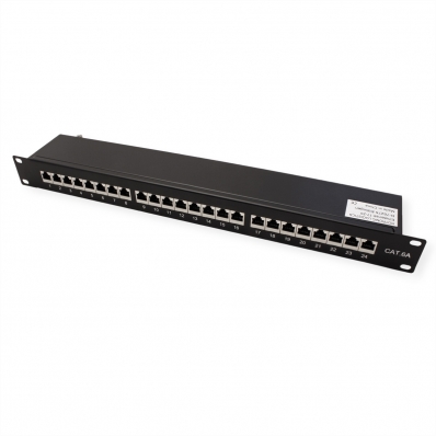 VALUE Cat.6A (Class EA) 19" Patch Panel, 24 Ports, shielded, black