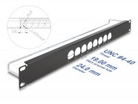 Delock 19″ D-Type Patch Panel with strain relief central 8 port 1U black