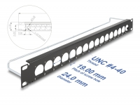 Delock 19″ D-Type Patch Panel with strain relief 16 port 1U black