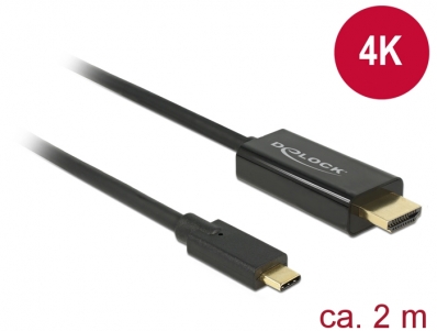 Delock Cable USB Type-C™ male > HDMI male (DP Alt Mode) 4K 30 Hz 2 m black