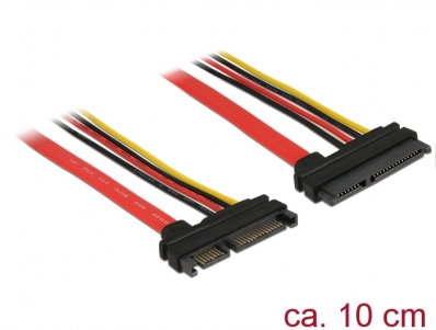 Delock Extension cable SATA 6 Gb/s 22 pin plug > SATA 22 pin receptacle (5 V + 12 V) 10 cm