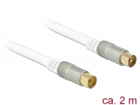 Delock Antenna Cable IEC Plug > IEC Jack RG-6/U Quad Shield 2 m White Premium