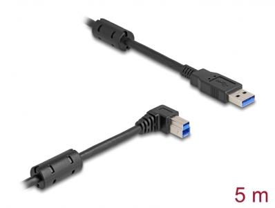 Delock USB 5 Gbps Cable Type-A male to Type-B male 90° right angled 5 m