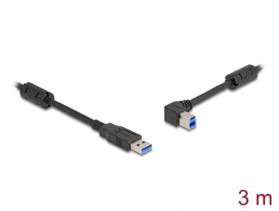 Delock USB 5 Gbps Cable Type-A male to Type-B male 90° left angled 3 m