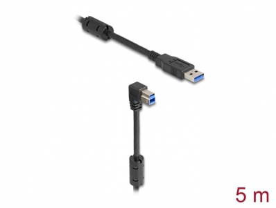 Delock USB 5 Gbps Cable Type-A male to Type-B male 90° downwards angled 5 m