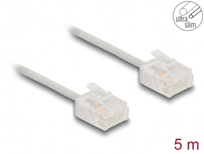 Delock RJ45 Network Cable Cat.6 UTP Ultra Slim 5 m grey with short plugs