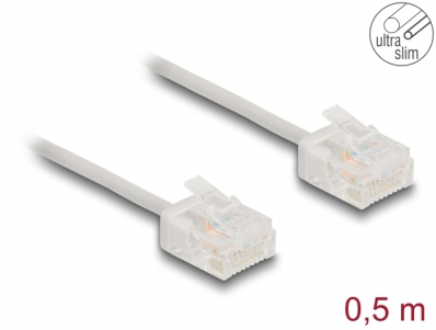 Delock RJ45 Network Cable Cat.6 UTP Ultra Slim 0.5 m grey with short plugs