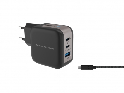 CONCEPTRONIC Ladegerät 3Port 67W,2xUSB-C,1xUSB-A 1.5m sw