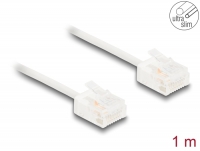 Delock RJ45 Network Cable Cat.6 UTP Ultra Slim 1 m white with short plugs