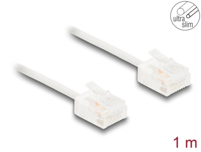 Delock RJ45 Network Cable Cat.6 UTP Ultra Slim 1 m white with short plugs