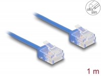 Delock RJ45 Network Cable Cat.6 UTP Ultra Slim 1 m blue with short plugs