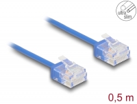 Delock RJ45 Network Cable Cat.6 UTP Ultra Slim 0.5 m blue with short plugs