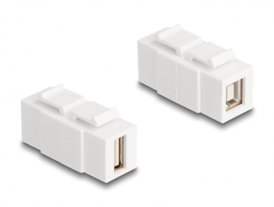 Delock Keystone Module USB 2.0 Type-A female to USB 2.0 Type-B female can be installed on both sides white