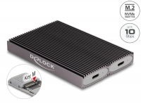 Delock External USB Type-C™ Dual Combo Enclosure for 2 x M.2 NVMe PCIe or SATA SSD - tool free