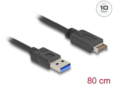 Delock USB 10 Gbps Cable USB Type-E Key A 20 pin male to USB Type-A male 80 cm