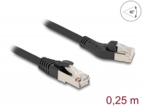 Delock RJ45 Network Cable Cat.8.1 S/FTP plug 45° left angled to plug straight up to 40 Gbps 0.25 m black