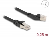 Delock RJ45 Network Cable Cat.6A S/FTP plug 45° left angled to plug straight 0.25 m black