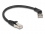 Delock RJ45 Network Cable Cat.6A S/FTP plug 45° right angled to plug straight 0.25 m black