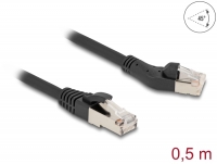 Delock RJ45 Network Cable Cat.8.1 S/FTP plug 45° left angled to plug straight up to 40 Gbps 0.5 m black