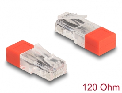 Delock RJ45 plug with terminating resistor 120 Ohm red