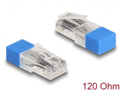 Delock RJ45 plug with terminating resistor 120 Ohm blue