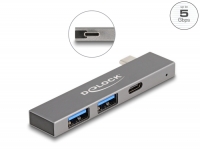 Delock 3 Port Slim USB Hub with USB Type-C™ to 1 x USB 5 Gbps USB Type-C™ + 2 x USB 5 Gbps Type-A