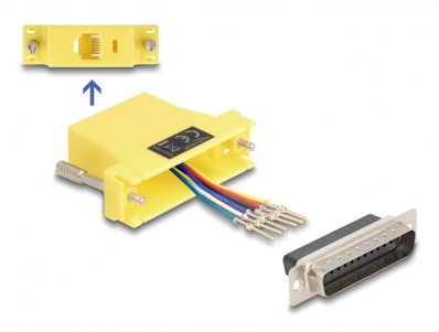 Delock D-Sub 25 pin male to RJ12 female Assembly Kit yellow