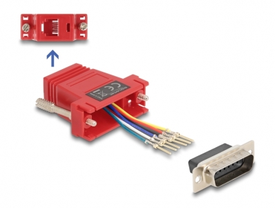 Delock D-Sub 15 pin male to RJ12 female Assembly Kit red