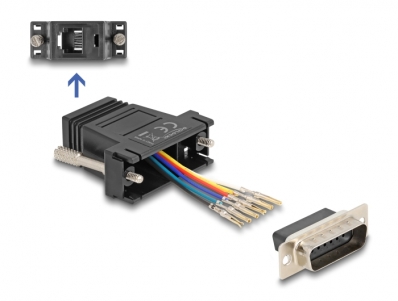 Delock D-Sub 15 pin male to RJ12 female Assembly Kit black