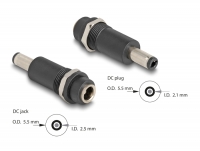 Delock Adapter DC 5.5 x 2.5 mm female to DC 5.5 x 2.1 mm male