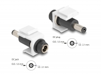 Delock Keystone Module DC 5.5 x 2.1 mm female to DC 5.5 x 2.1 mm male white