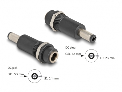 Delock Adapter DC 5.5 x 2.1 mm female to DC 5.5 x 2.5 mm male