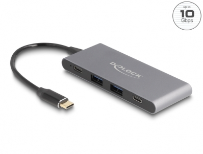 Delock 4 Port USB Type-C™ Hub with 2 x USB Type-A and 2 x USB Type-C™ 10 Gbps