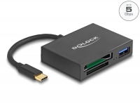 Delock USB-C™ Card Reader for XQD and SD memory cards + USB 5 Gbps Type-A port