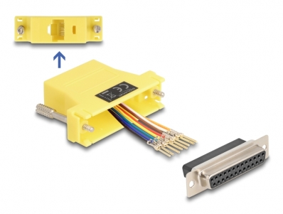 Delock D-Sub 25 pin female to RJ45 female Assembly Kit yellow