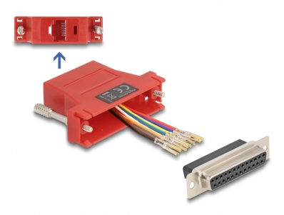 Delock D-Sub 25 pin female to RJ45 female Assembly Kit red